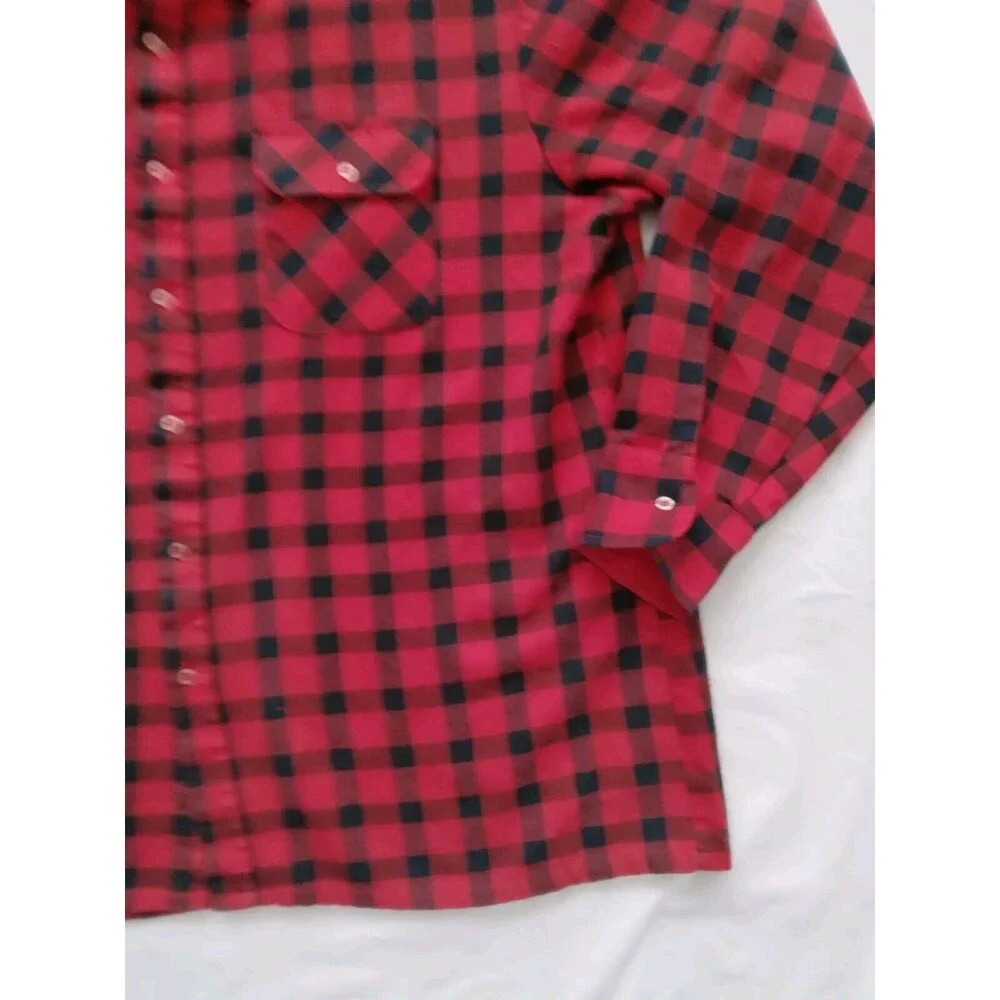 Vintage Buffalo Plaid Shirt Button Down Red Black Check Lumberjack Mens Size XL - Picture 3 of 8